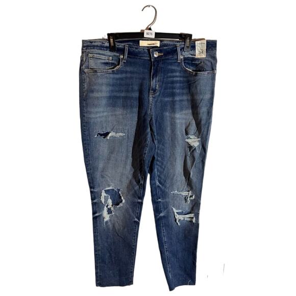 Maurices Skinny Ankle Jeans Womens Size 34 (38x26) Blue Destructed High Rise - Picture 1 of 9